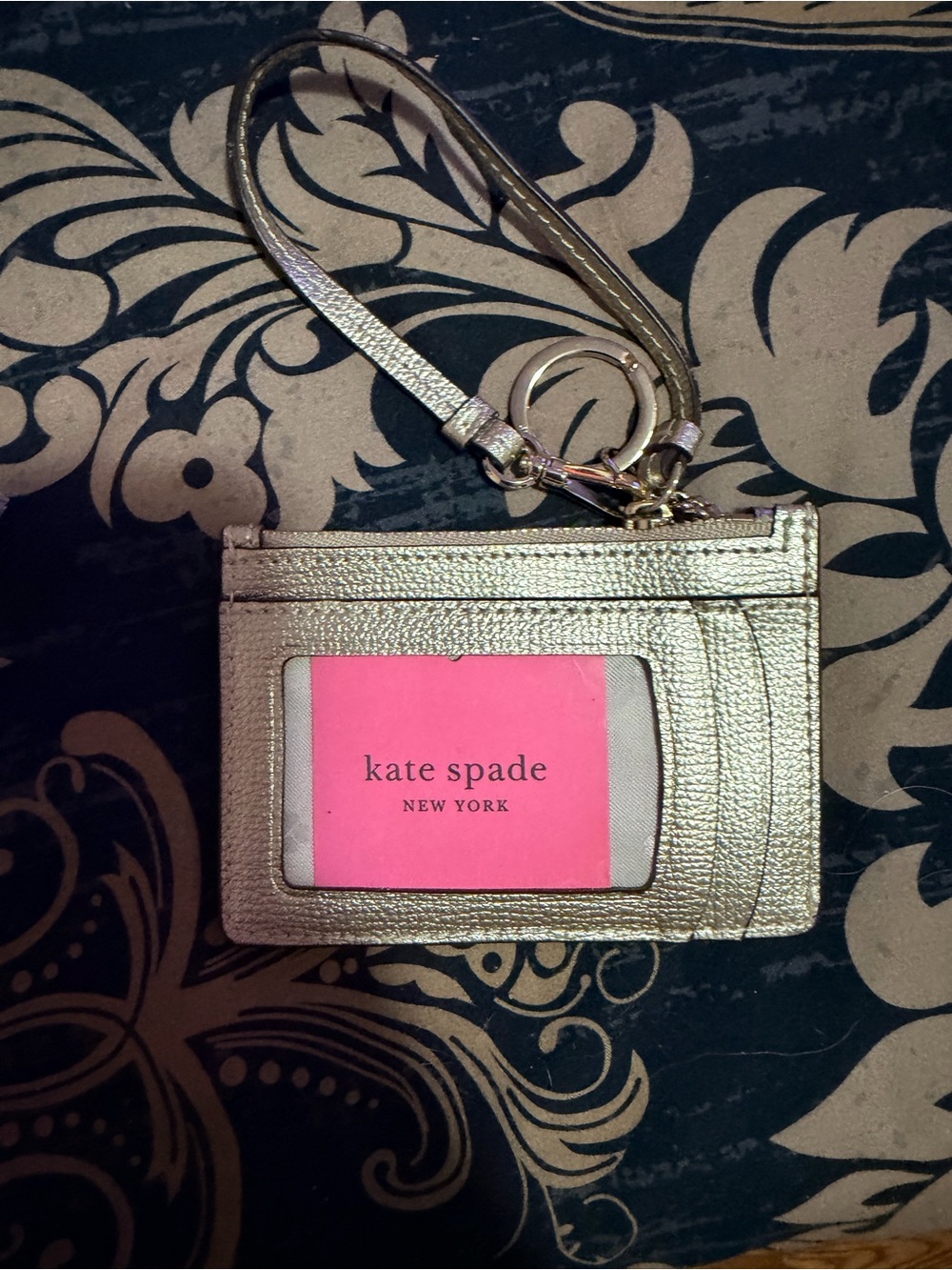 kate spade Metallic Gold ID Card Holder Wristlet